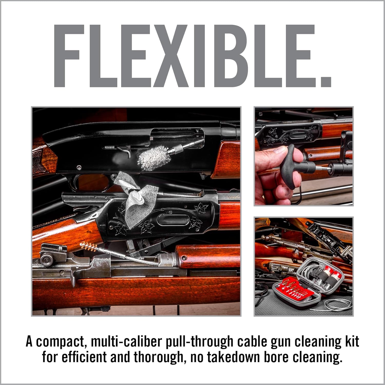 Real Avid Gun Boss Universal Cable 17-Piece Multi Caliber Gun Cleaning Kit for 12 & 20 gauge shotguns