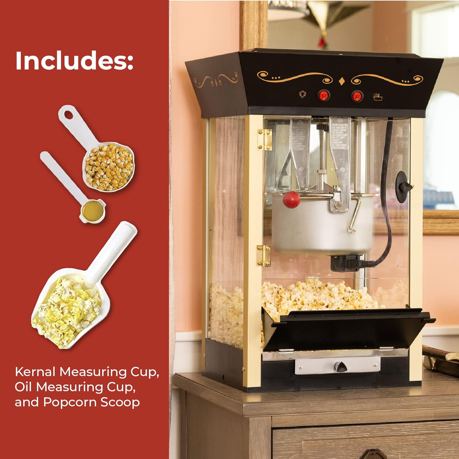 NOSTALGIA Vintage-Style Professional Popcorn Cart with 8 oz Kettle