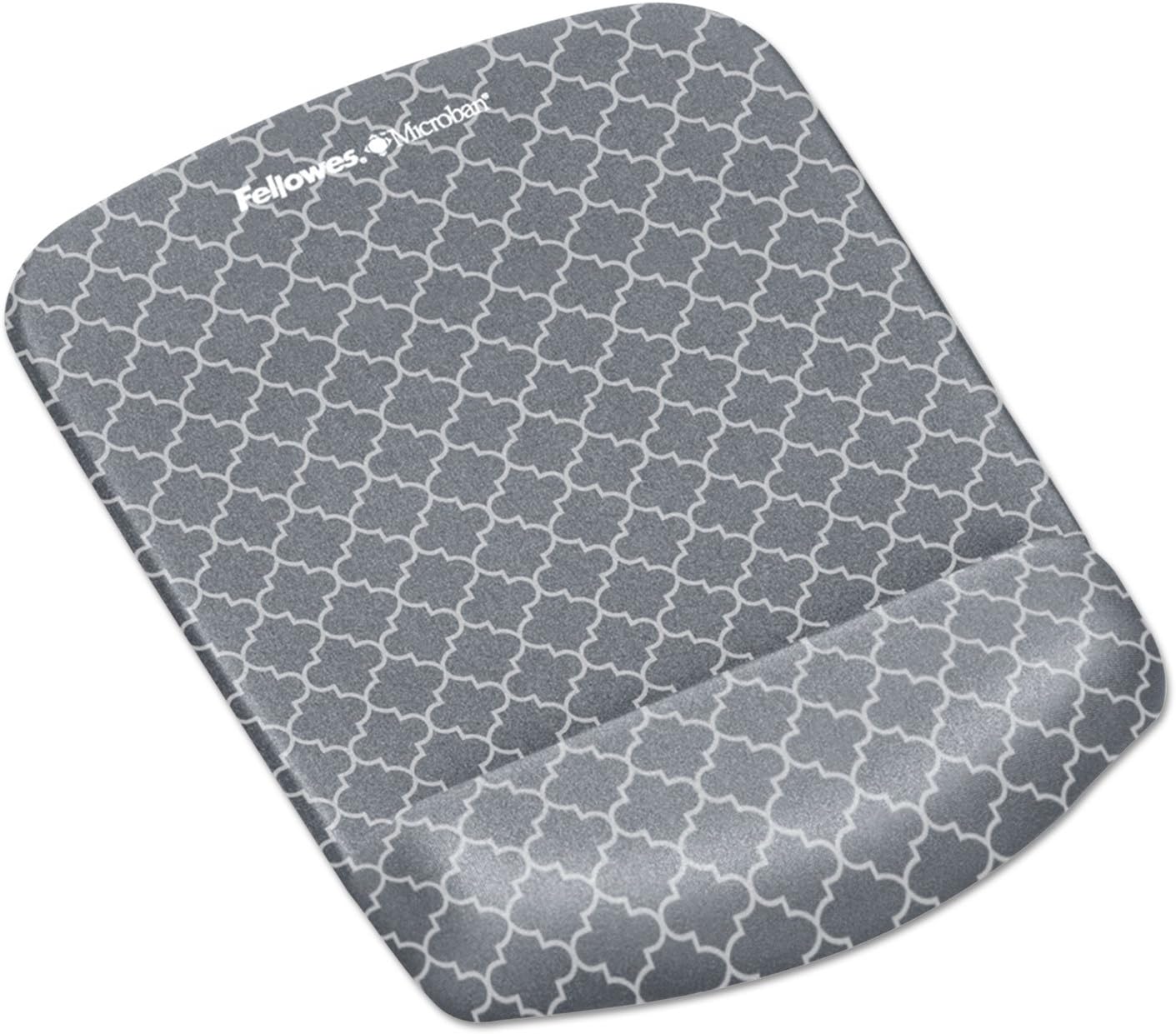 Fellowes PlushTouch Foam Mouse Pad Wrist Support with MICROBAN - Gray Lattice (9549701)