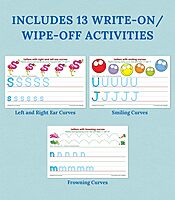 Key Education Publishing Write-On/Wipe-Off Print Alphabet Letters, Literacy Activities, Develop Handwriting and Fine Motor Skills, Teaches The Alphabet and Letter Sounds Ages 5+ (21 pc), 5.5" x 8.5"