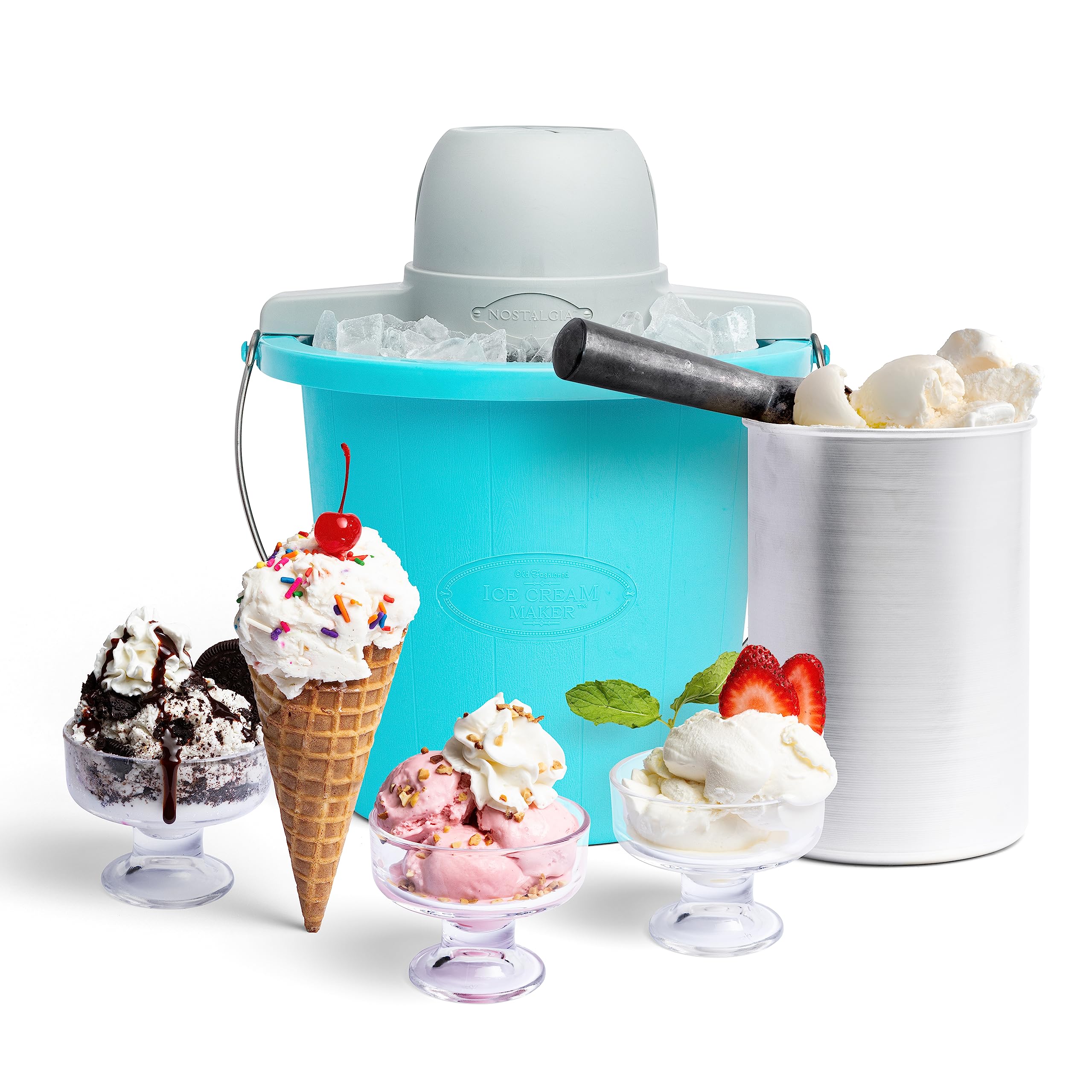 NOSTALGIA 4-Quart Electric Ice Cream Maker - Old Fashioned Design