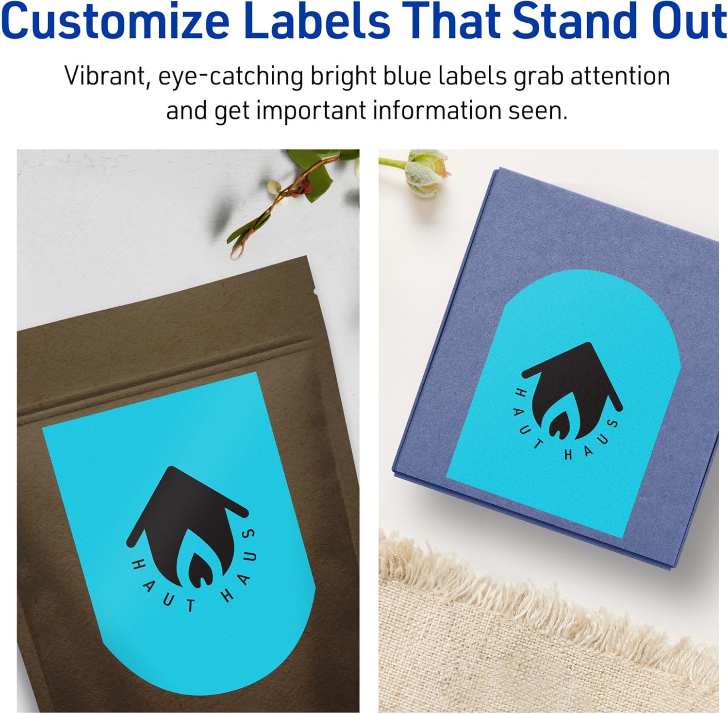 Avery Printable Arched Labels, Sure Feed Technology, 4.75" x 3.5", Bright Blue, Print-to-The-Edge, Laser/Inkjet Compatible