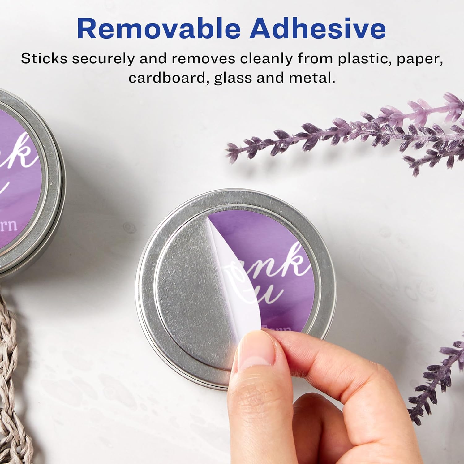 Avery Matte White Removable Round Labels, Sure Feed Technology, Print-to-The-Edge, 1-2/3" Diameter, 300 Removable Labels