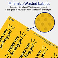 Avery Printable Rectangle Labels, Sure Feed Technology, 9-3/4" x 1-1/4", Bright Yellow, Print-to-The-Edge, Laser/Inkjet