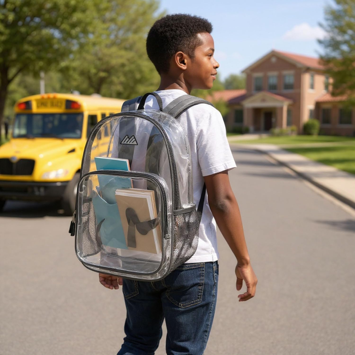 Summit Ridge Waterproof Clear Backpack with Water Bottle Holder - Stadium Approved Heavy-Duty Clear Backpack