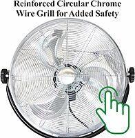 Optimus 20in Adjustable Industrial-Grade HV Oscillating Stand Fan With Chrome Grill, 30in x 24in, Black