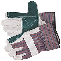 MCR Safety Gloves 1311 Select Shoulder Double Leather Palm Gloves with 2-1/2-Inch Safety Cuff, Green/Black, Large, 1-Pair