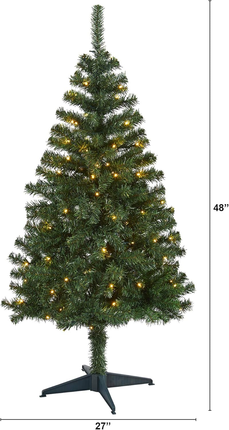 Nearly Natural 4ft. Northern Tip Pine Artificial Christmas Tree with 100 Clear LED Lights