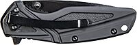Smith & Wesson SW1101 6.89in Stainless Steel Folding Knife with 3in Drop Point Blade and Rubberized Handle for Outdoor, Tactical, Survival and EDC