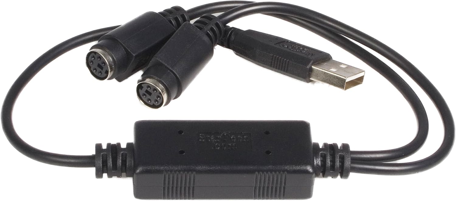 StarTech.com USB to PS/2 Adapter for Keyboard and Mouse - USBPS2PC - Black