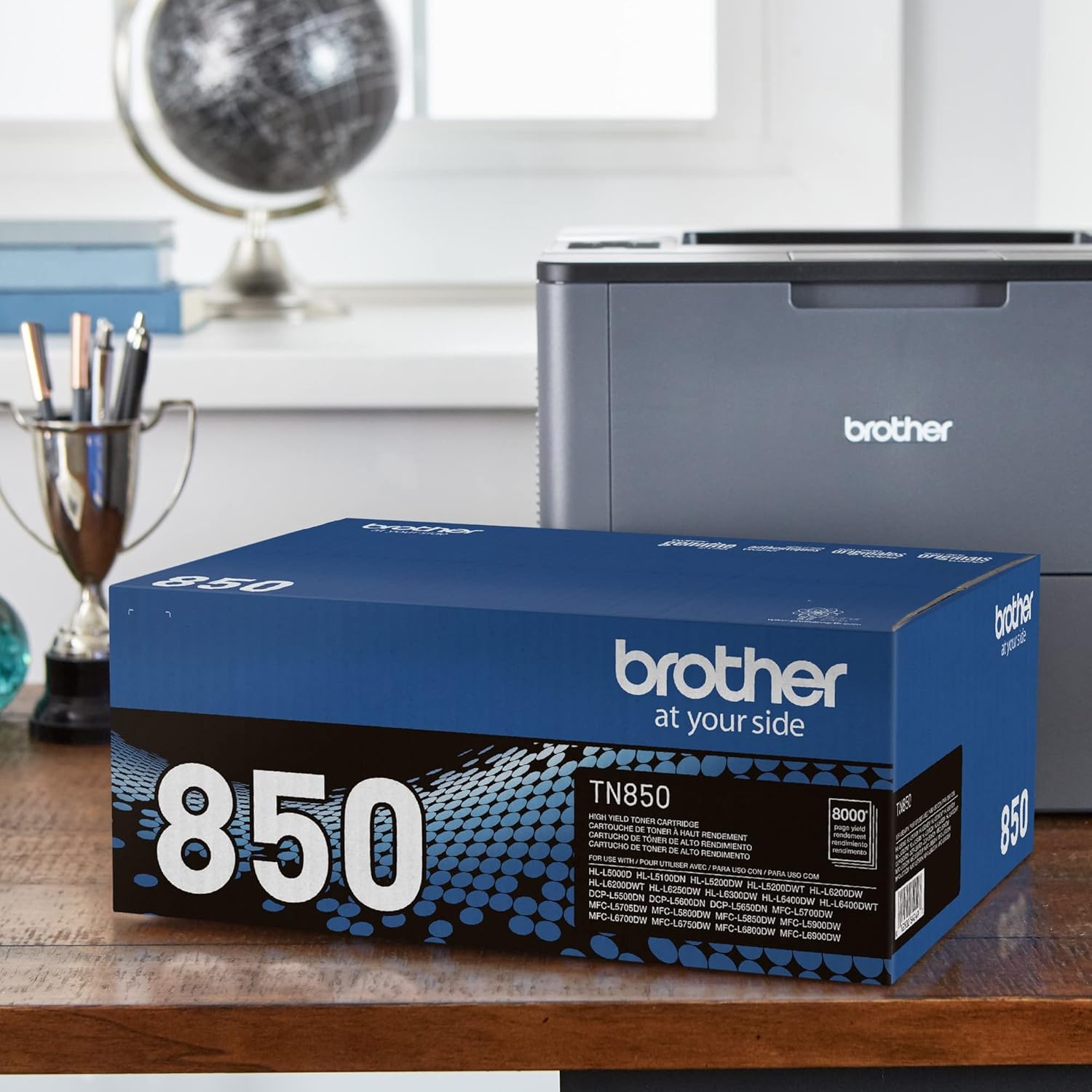 Brother Genuine High Yield Toner Cartridge, TN850, Replacement Black Toner, Page Yield Up to 8,000 Pages