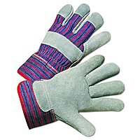 Anchor Brand ANR 2000 Leather Palm Work Gloves, Gray/Blue/White, Large (Pack of 12)