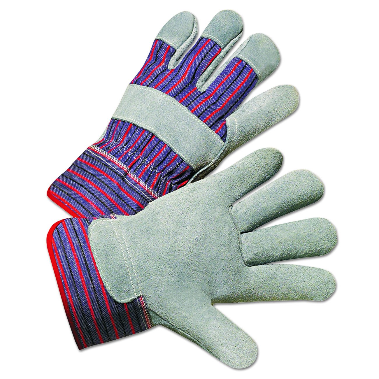Anchor Brand ANR 2000 Leather Palm Work Gloves, Gray/Blue/White, Large (Pack of 12)
