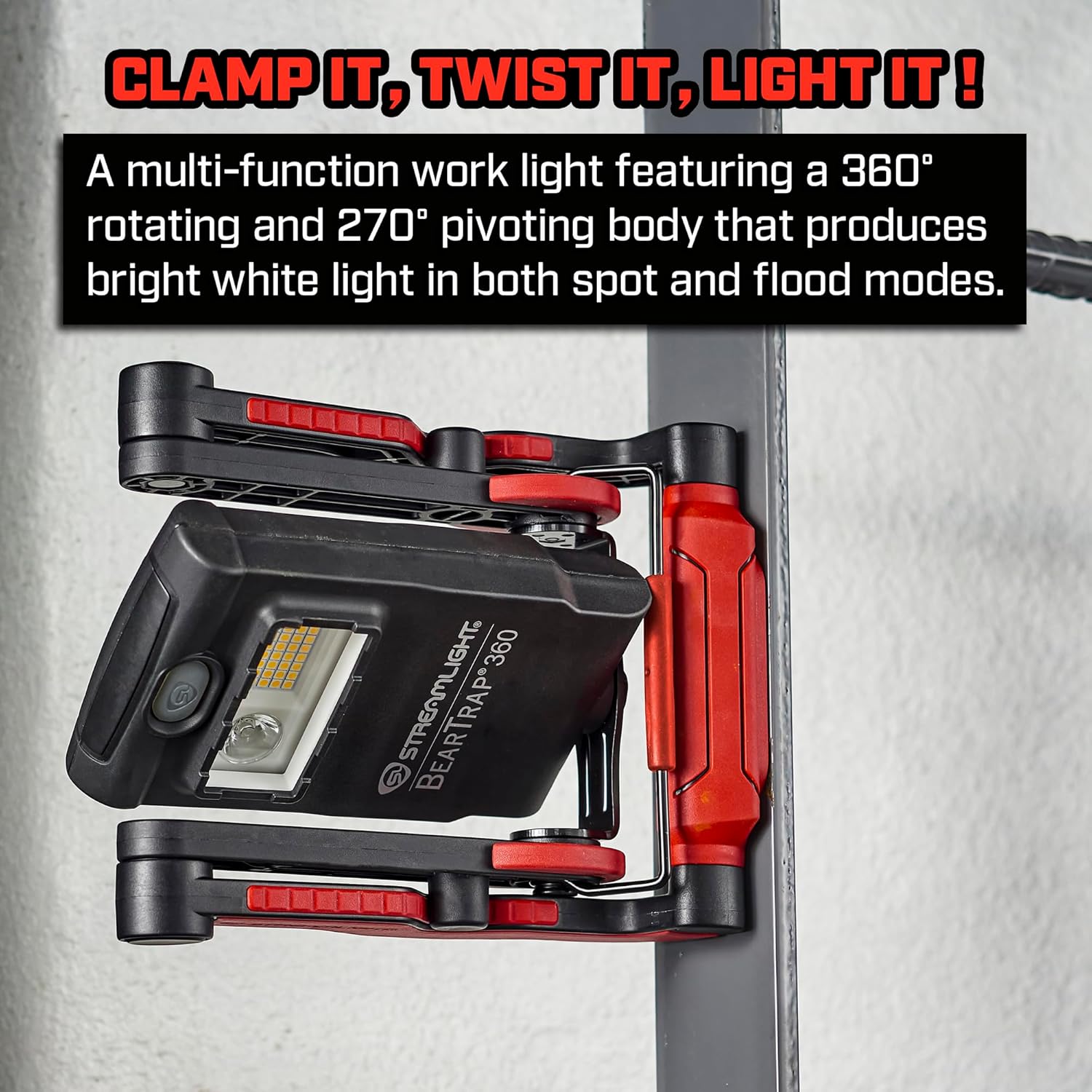 Streamlight 61523 BearTrap 360 2000-Lumen Rechargeable Work Light with Spot and Floods Modes, Rotating Body