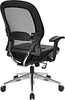 SPACE Seating Professional AirGrid Back and Eco Leather Seat and Trim, 2-to-1 Synchro Tilt Control, Adjustable Arms and Lumbar, Polished Aluminum Base Managers Chair, Black