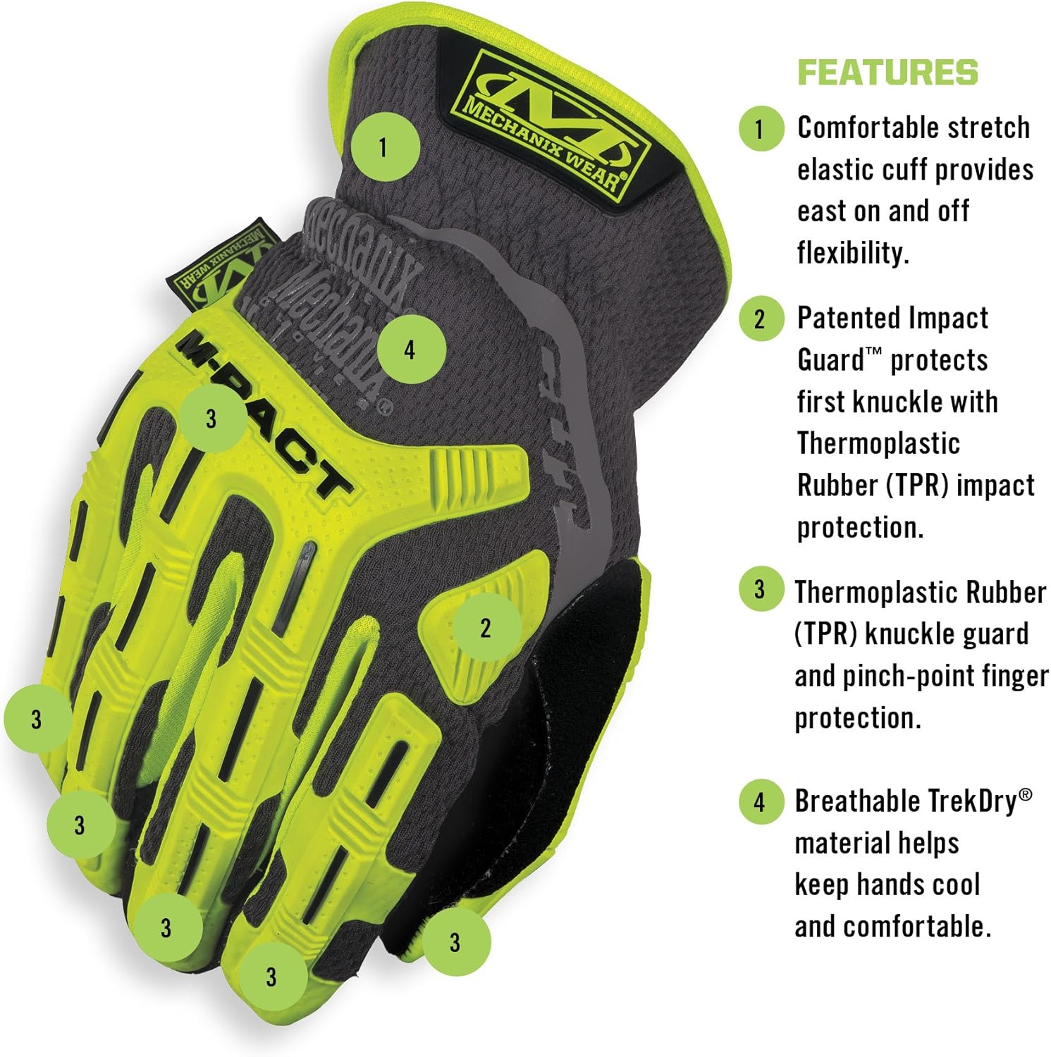 Mechanix Wear Hi-Viz M-Pact Open Cuff Gloves