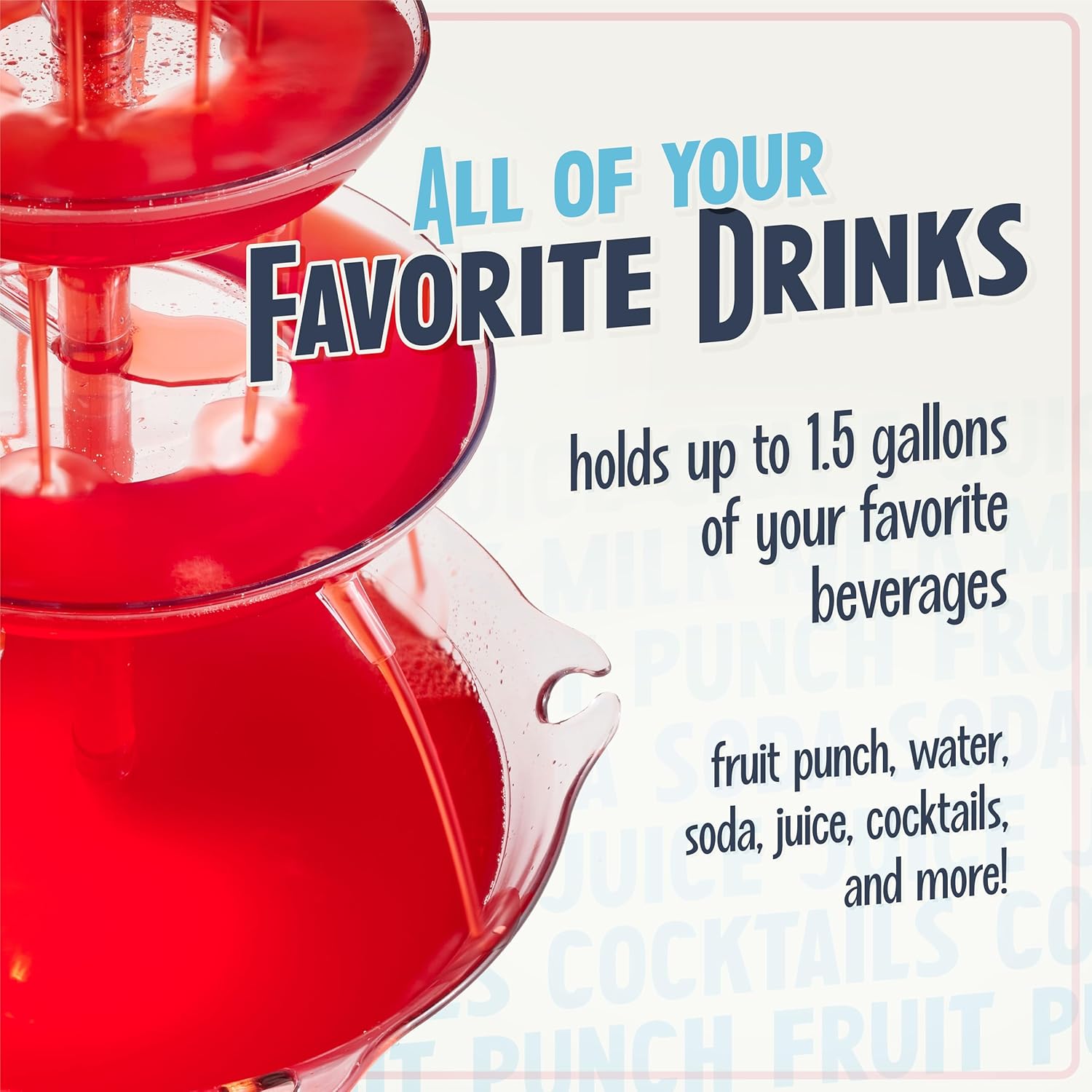 Nostalgia LPF230 3-Tier Lighted Party Fountain, Holds 1.5 Gallons, LED Lighted Base