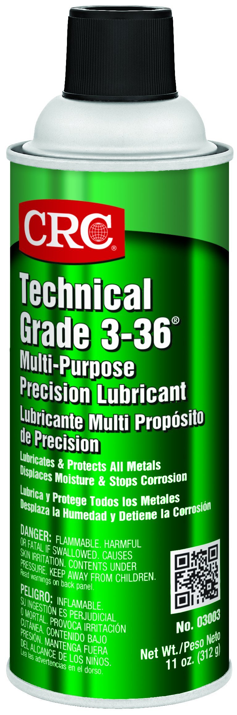 CRC Technical Grade 3-36 Multi-Purpose Precision Lubricant 03003 – 11 WT OZ, Plastic Safe Multi-Purpose Aerosol Lube 1 Pack