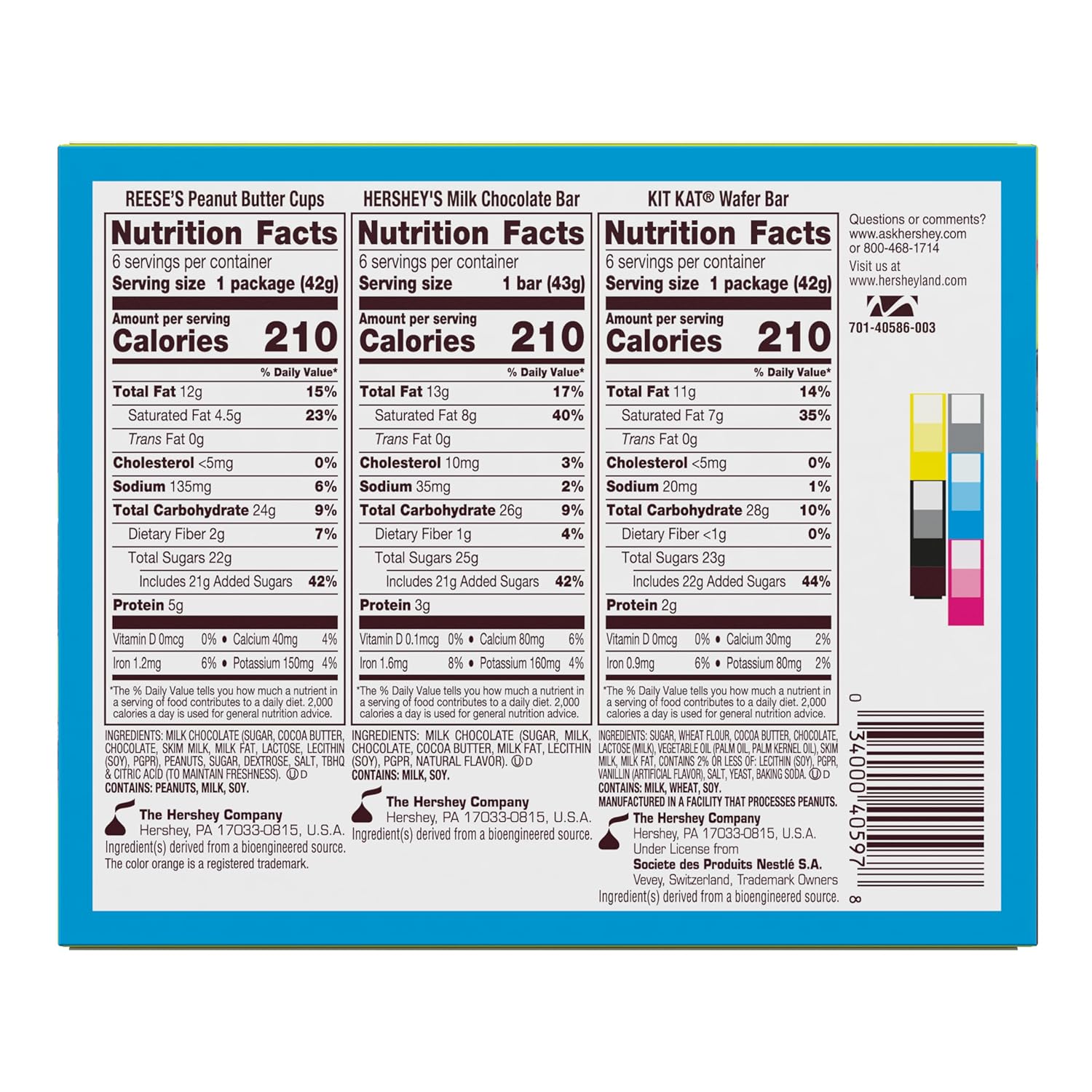 HERSHEY'S, KIT KAT and REESE'S Assorted Milk Chocolate Candy Variety Box, 27.3 oz (18 Count)