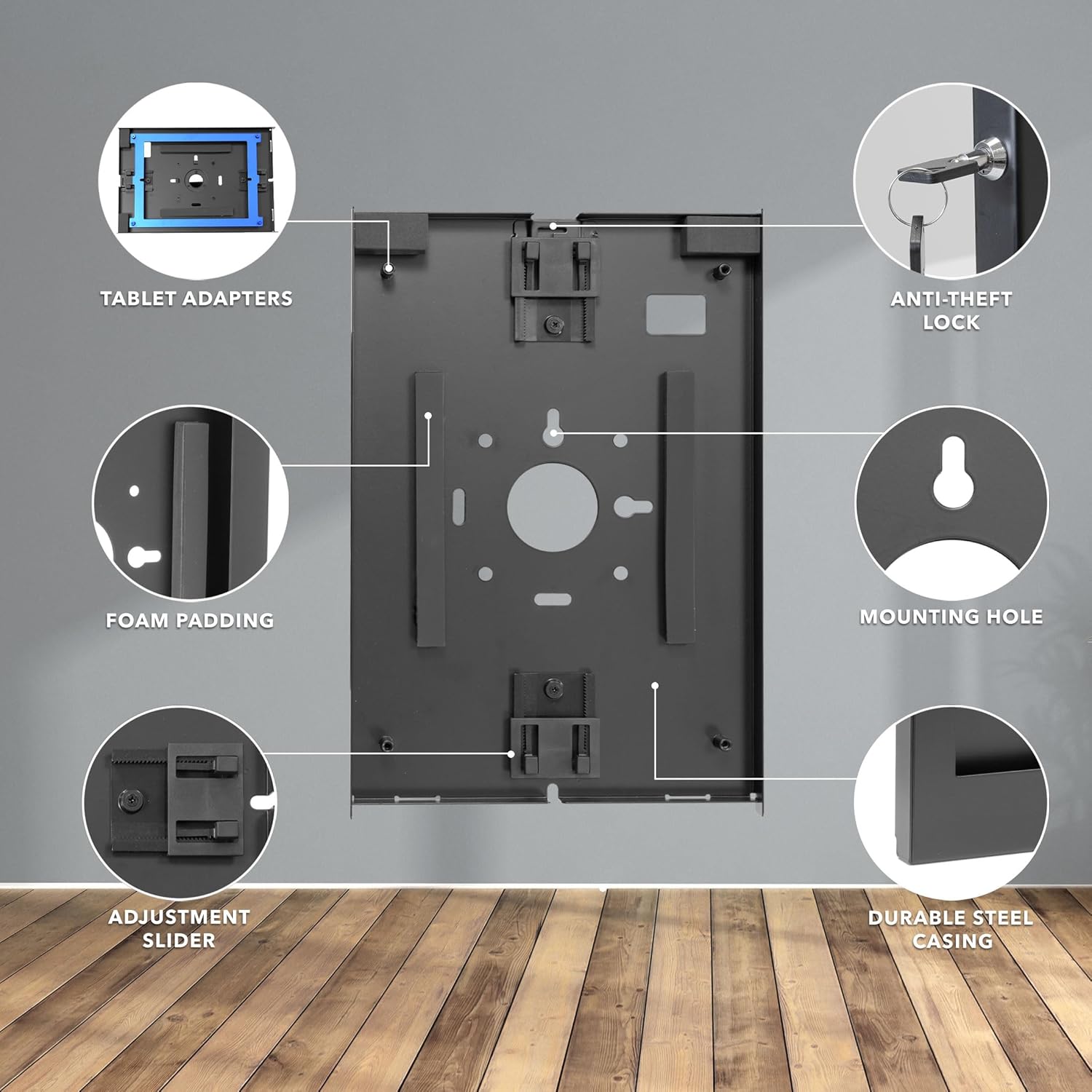 Mount-It! Anti-Theft Low-Profile Lockable Steel Tablet Wall Mount