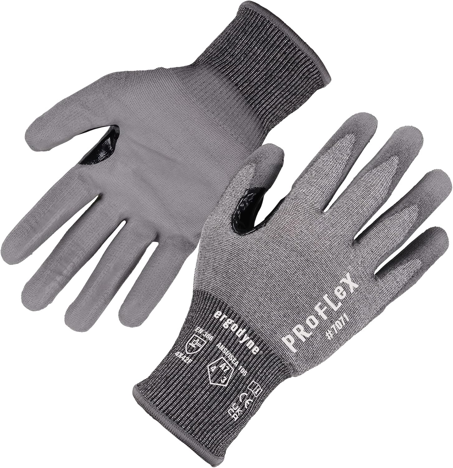 Ergodyne ProFlex 7071 Cut Resistant Work Gloves, ANSI A7, PU Coated Palms for Flexible No Slip Grip