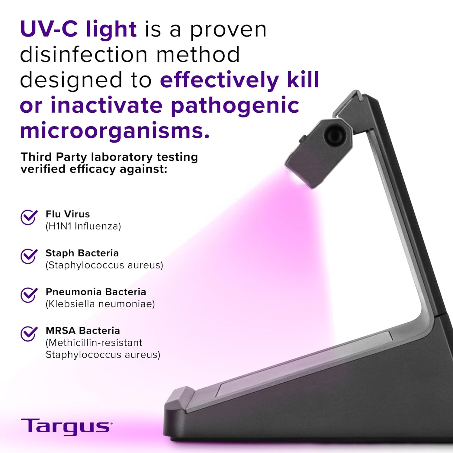 Targus UV-C LED Disinfection Light - Automatically Disinfect High-Touch Surfaces and Devices (AWV339TT)