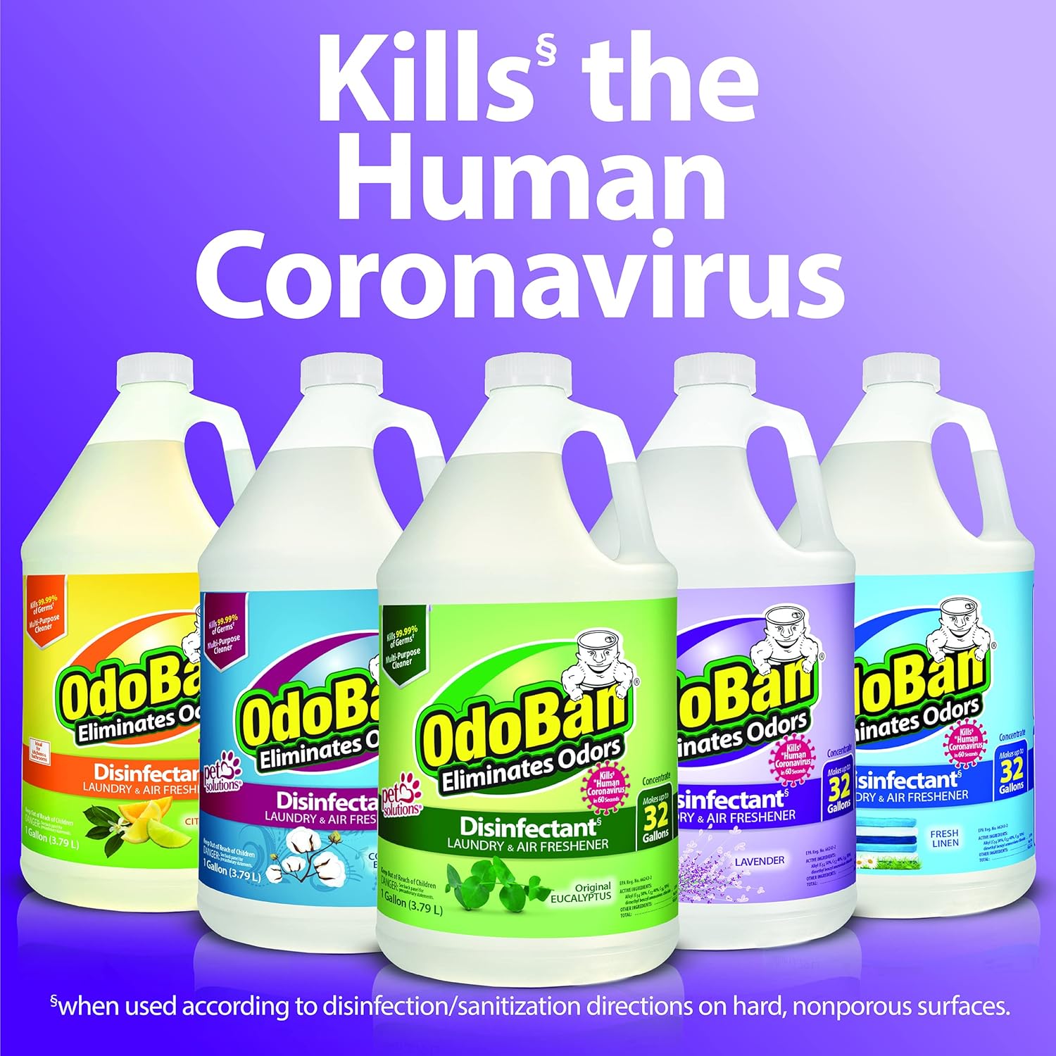 OdoBan Disinfectant Concentrate and Odor Eliminator, 1 Gallon, Fresh Linen Scent 128 Fl Oz (Pack of 1)