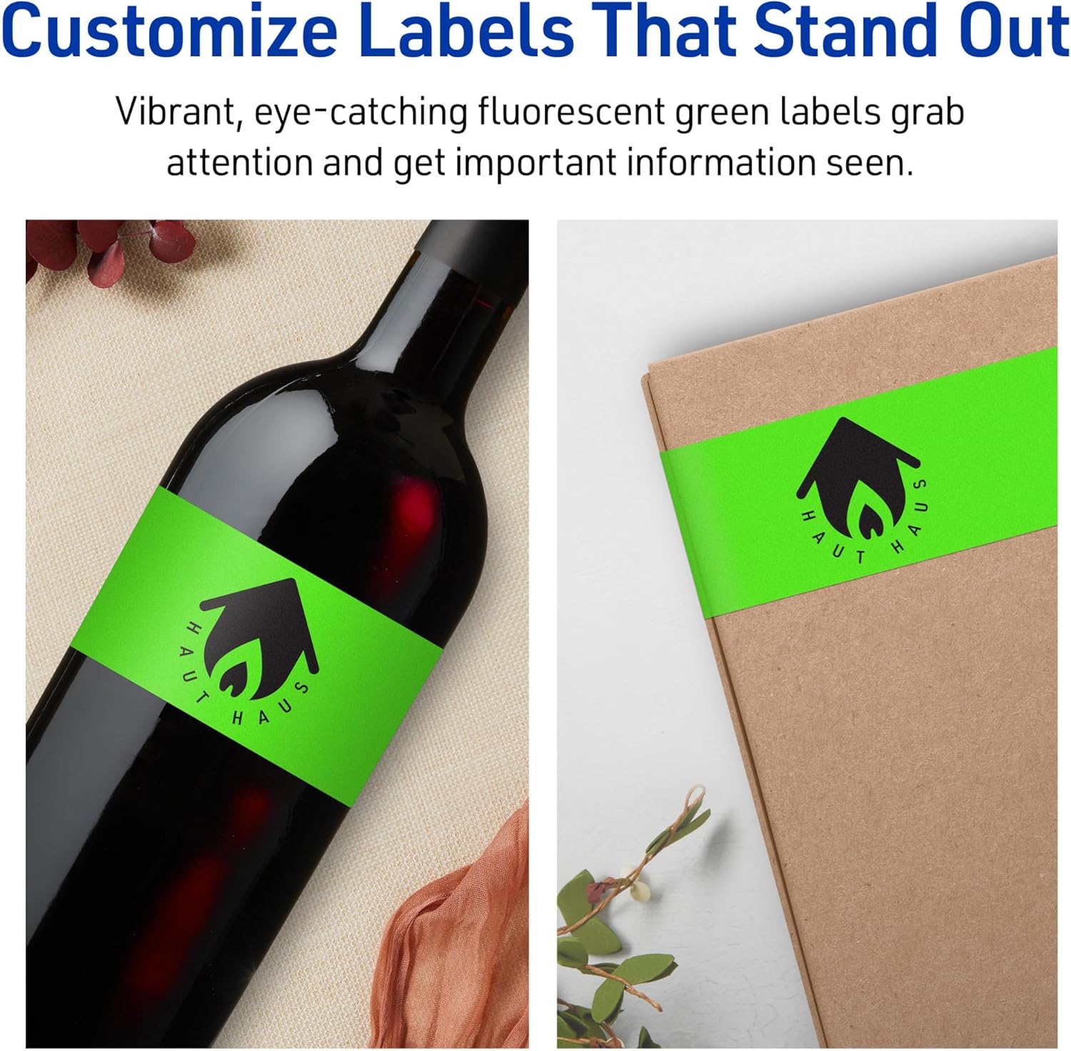 AVERY Printable Rectangle Labels, Sure Feed Technology, 3-1/4" x 8-3/8", Neon Green, Laser/Inkjet Printable