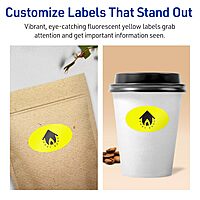 Avery Printable Oval Labels, Sure Feed Technology, 1" x 2", Neon Yellow Labels, Print-to-The-Edge, Laser/Inkjet Printable