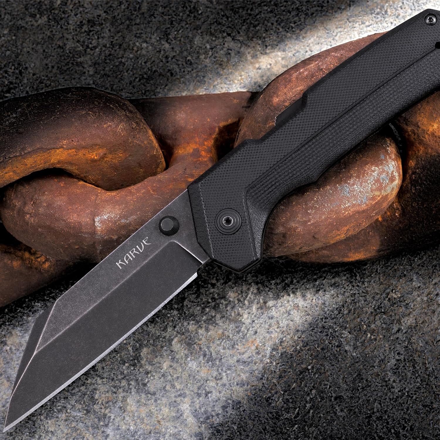 Cold Steel Karve 3.75" AUS10A Razor-Sharp Blade 4.875" G-10 Handle Everyday Carry Outdoor Tactical Folding Knife w/Atlas Lock