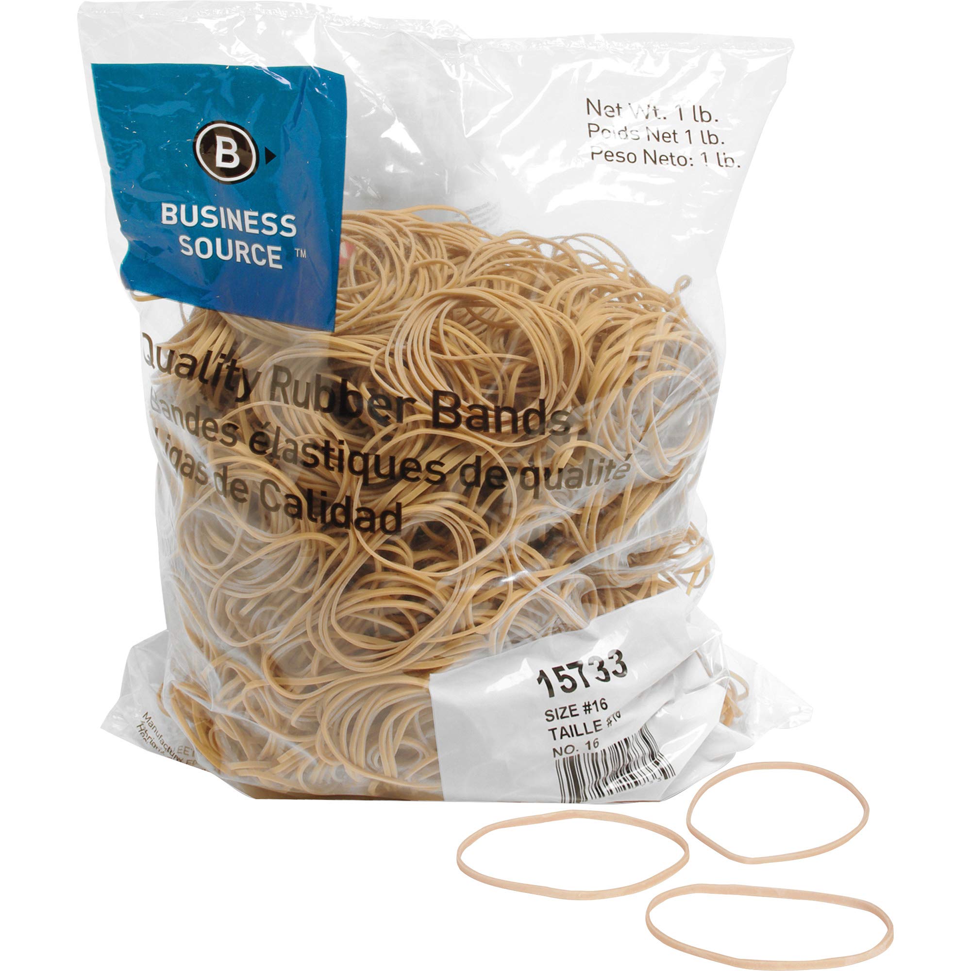 Business Source Quality Rubber Bands - Size: #16 - 2.5in Length x 0.1in Width - Sustainable - Rubber - Crepe - 1800 / Pack
