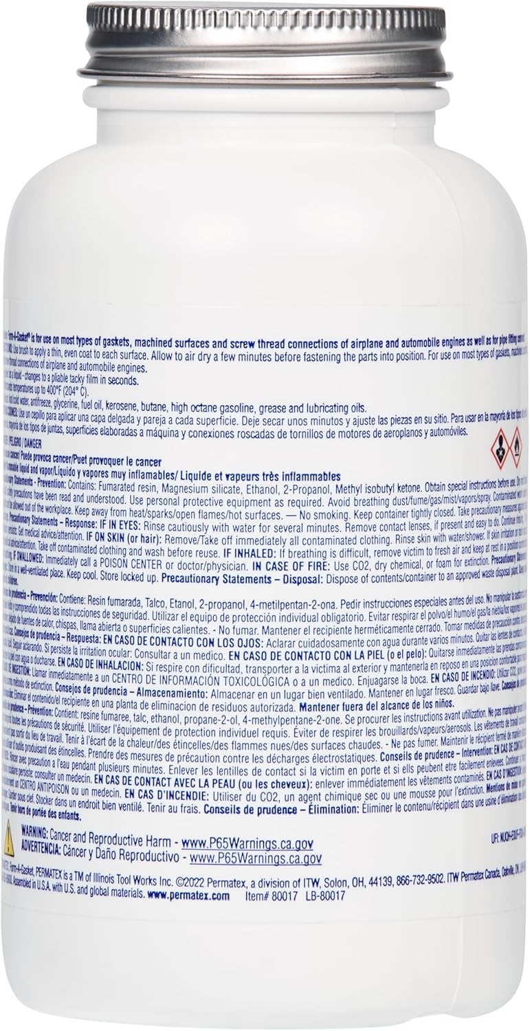 Permatex 80017 Aviation Form-A-Gasket No. 3 Sealant, 16 oz. , Brown