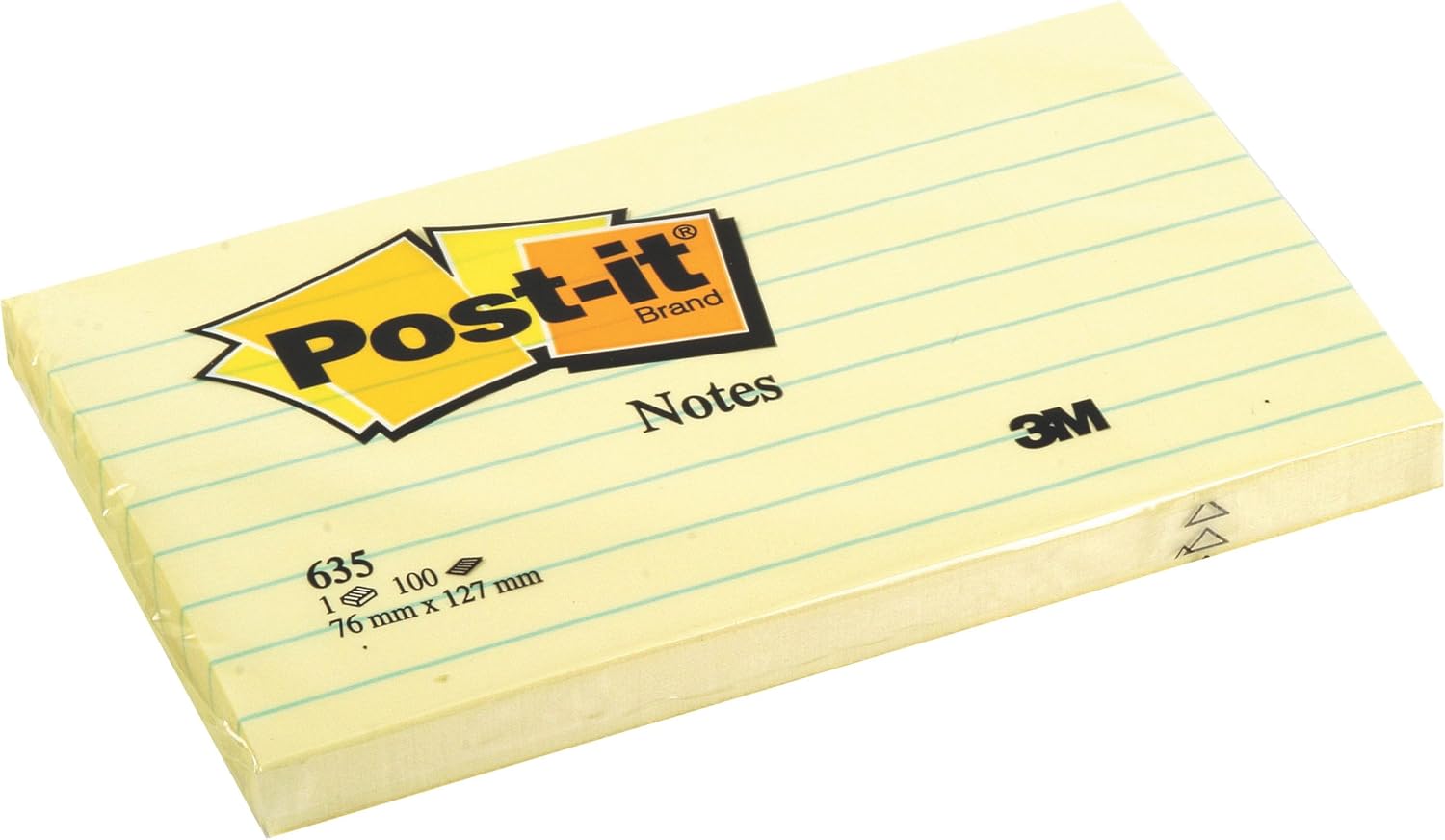 Post-it Notes, 3 in x 5 in, 12 Pads, 100 Sheets/Pad, Clean Removal, Canary Yellow, Lined