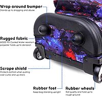 J World New York Sunrise Kids Rolling Backpack for Girls Boys Teen. Roller Bookbag with Wheels, Galaxy, 18"