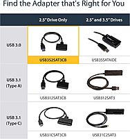 StarTech.com SATA to USB Adapter Cable for 2.5" SATA SSD/HDD - UASP, Bus-Powered