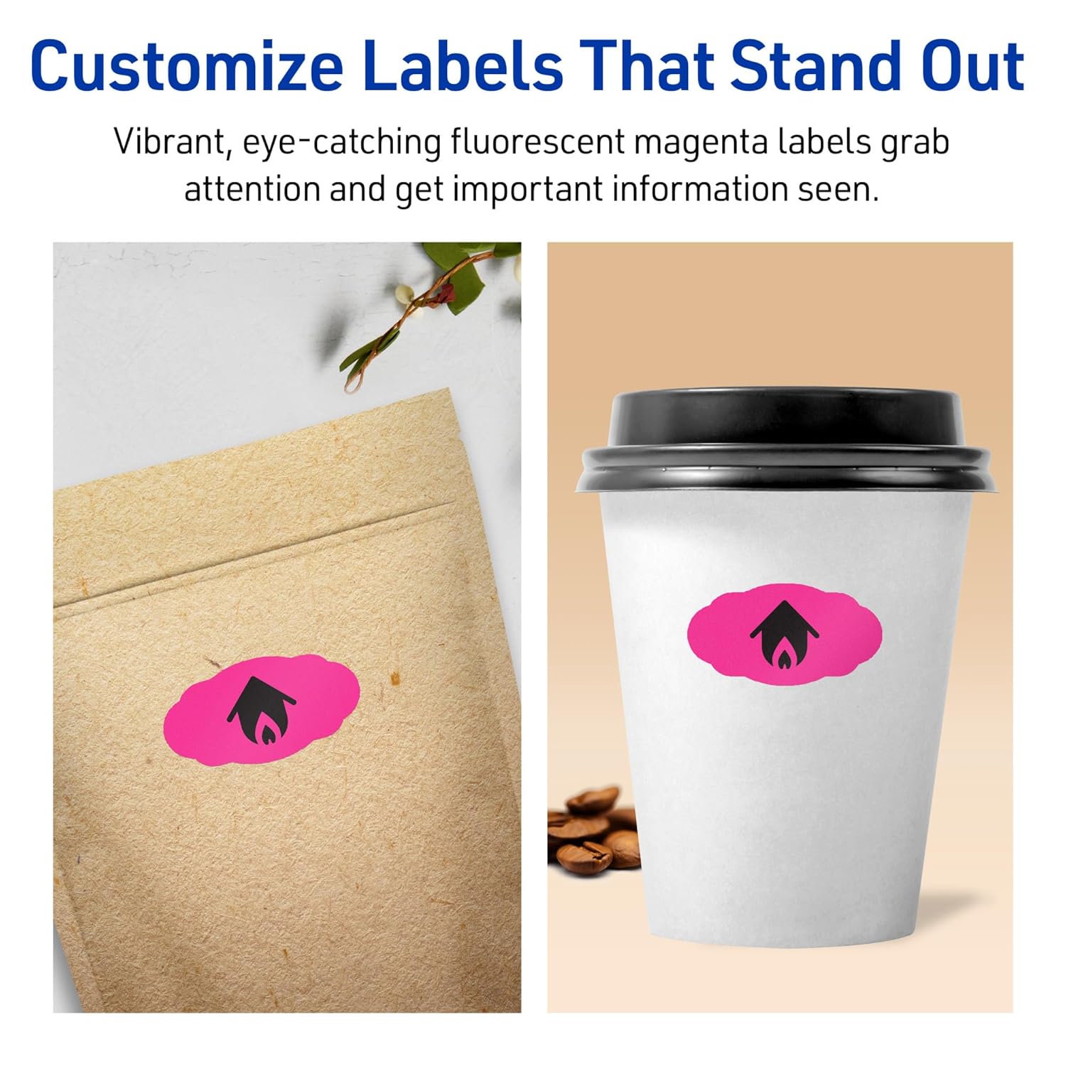 Avery Printable Oval Scalloped Labels, Sure Feed Technology, 1-1/8 in x 2-1/4 in, Neon Magenta, Print-to-the-Edge