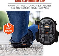 Ergodyne ProFlex 345 Professional Knee Pads, Protective Long Cap, Injected Gel Padded Technology, Adjustable Straps, Black