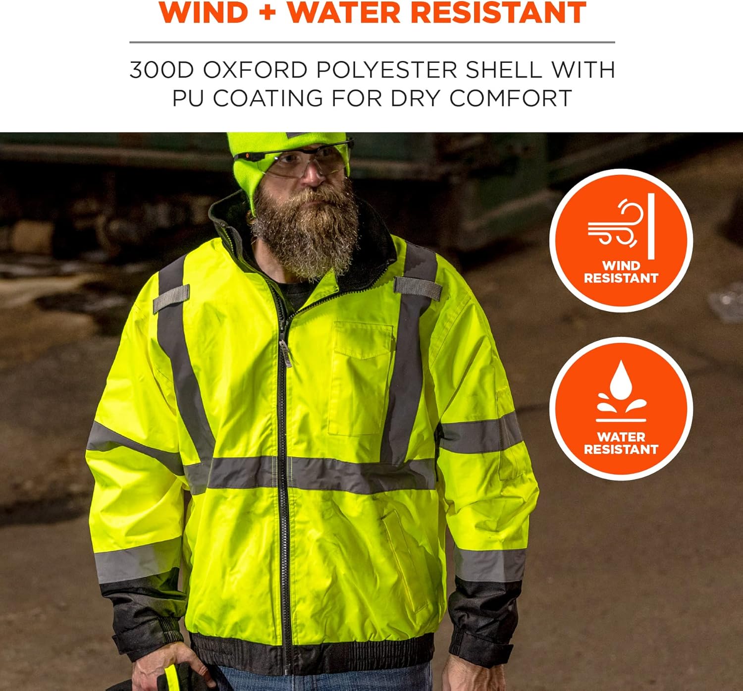 Ergodyne GloWear 8379 Type R Class 3 High-Visibility Fleece-Lined Bomber Jacket