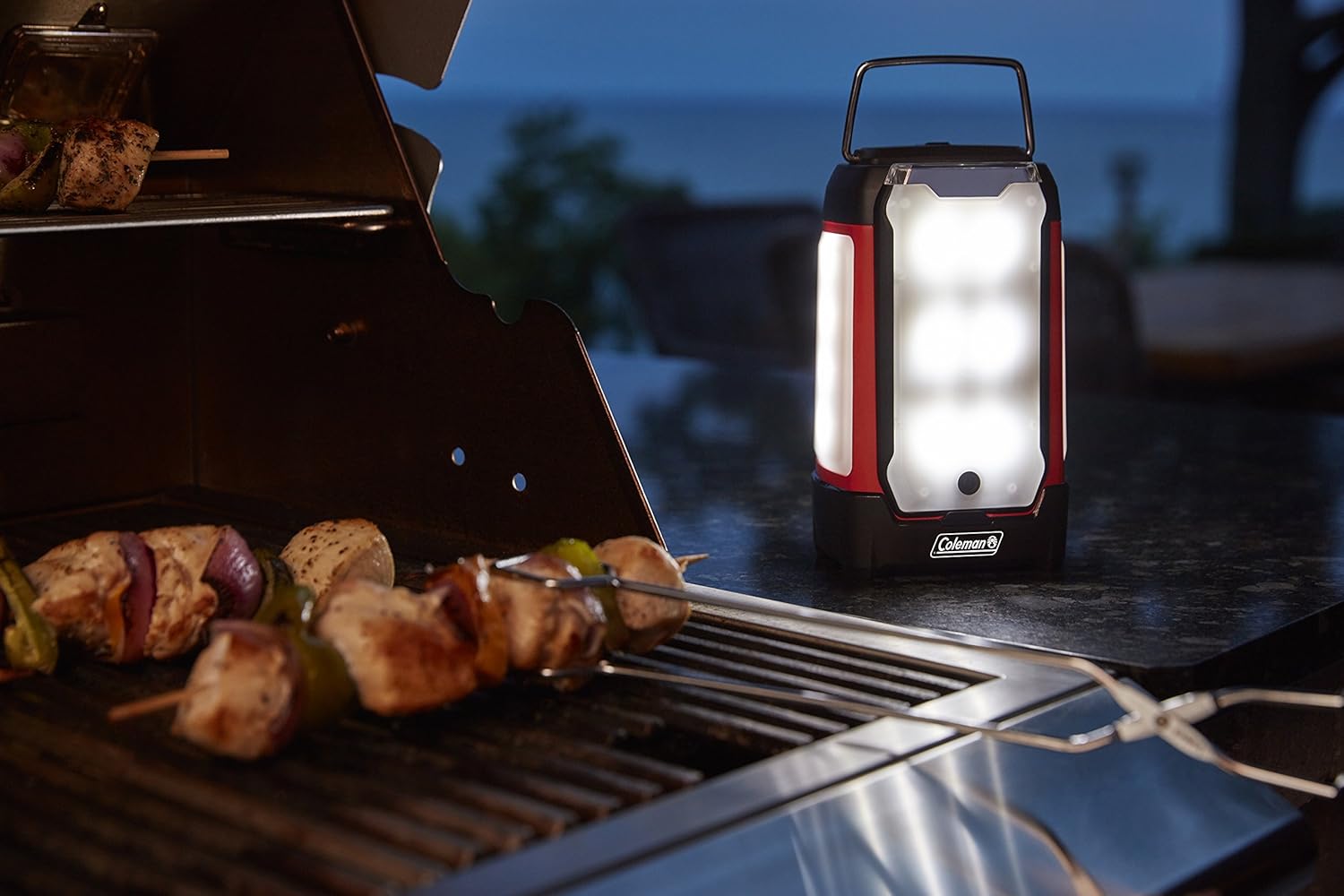 Coleman Quad Panel 800L LED Lantern, Water-Resistant Lantern with 4 Removable Magnetic Light Panels & USB Charging Port