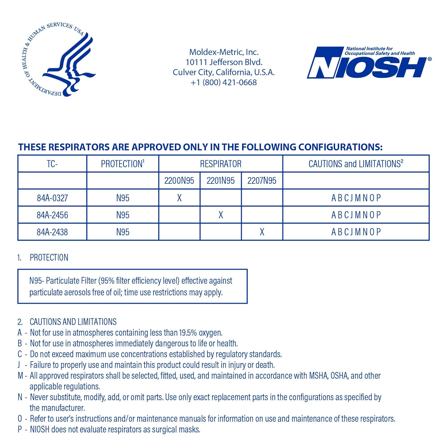 Disposable Particulate Respirator: Size Universal