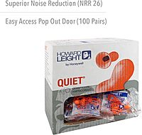 HOWARD LEIGHT Honeywell Home Howard Leight by Quiet Corded Reusable Earplugs, 100 Pairs (QD30), Orange Corded, 100 Pairs