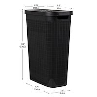 MIND READER Slim Laundry Hamper with Lid, 40L Linen Design Plastic