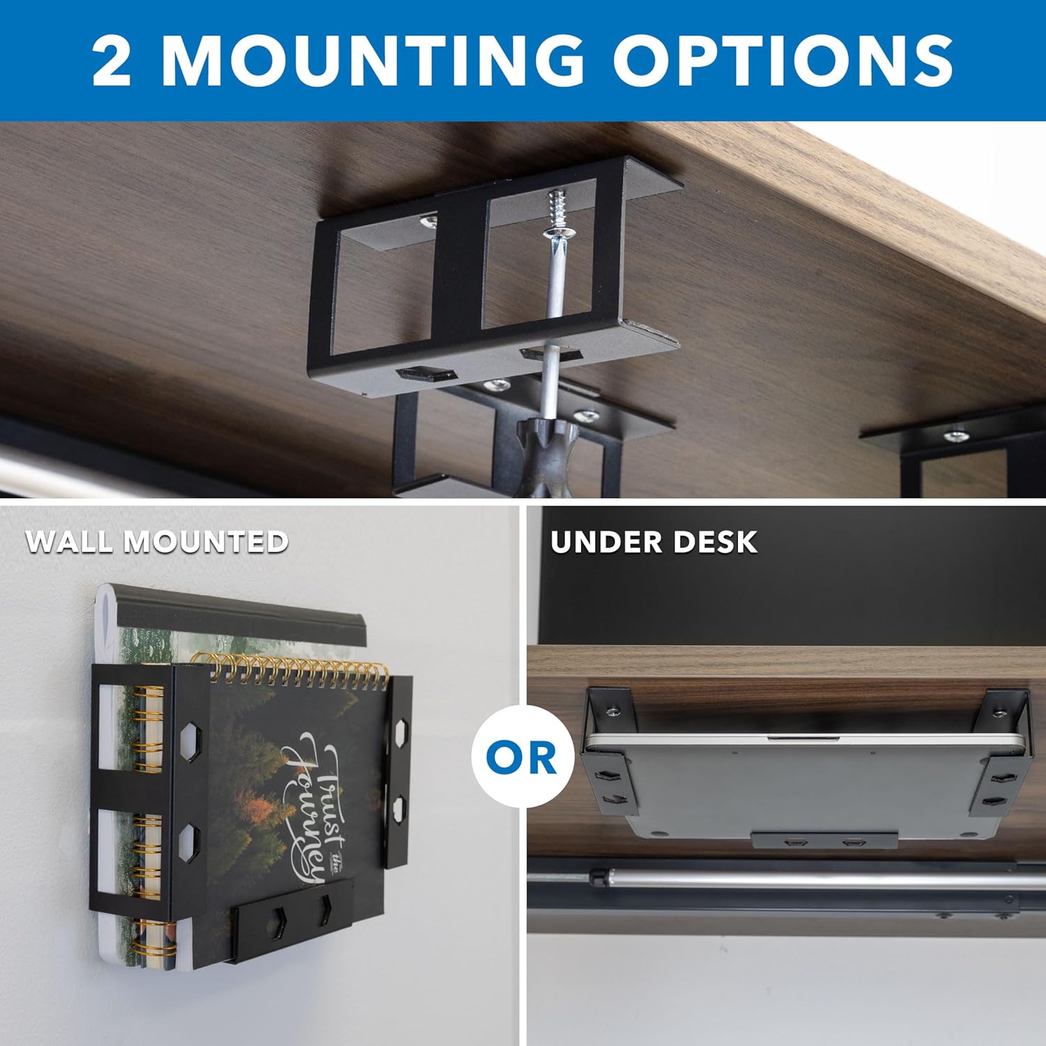 Mount-It! Under Desk Laptop Mount Holder, Laptop Mount for Desk, Space Saver Small Multimedia Device Bracket Underdesk Shelf