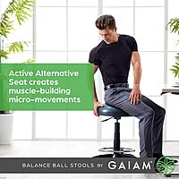Gaiam Balance Ball Chair Stool, Half-Dome Stability Ball Adjustable Tall Office Black | 33-Inch