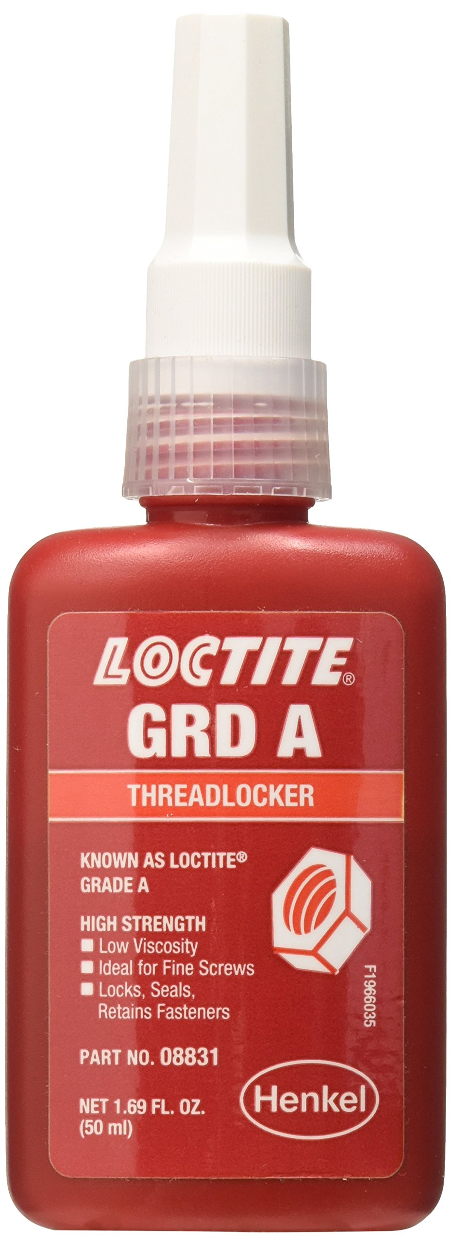 Loctite 08831 Red 088 Letter Grade A High Strength Threadlocker, 50 ml, 1.69 fl. oz. Bottle