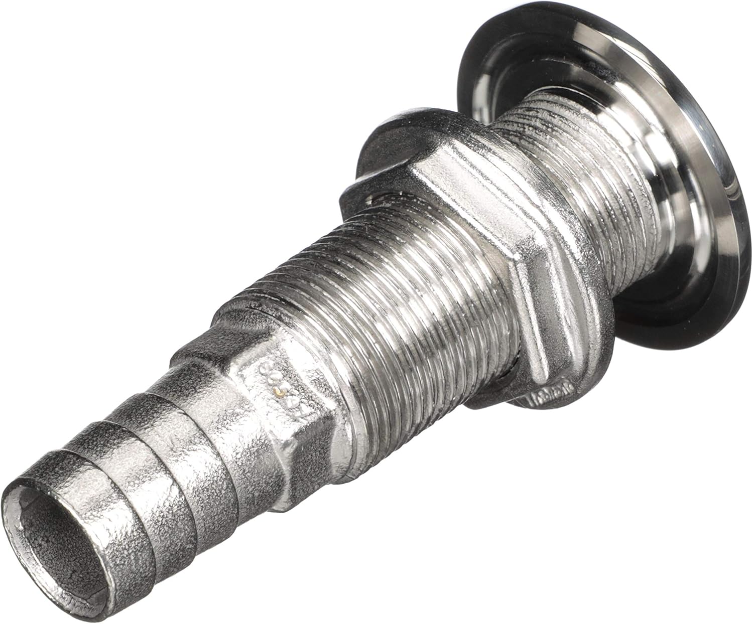 Attwood 66547-3 Stainless Steel Straight Thru-Hull Valve Fitting, Barbed, Standard Length