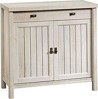 Sauder Costa Library Base, Coastal Cottage Cabinet, Office Storage Solution, Entryway Organizer - Chalked Chestnut Finish