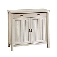 Sauder Costa Library Base, Coastal Cottage Cabinet, Office Storage Solution, Entryway Organizer - Chalked Chestnut Finish