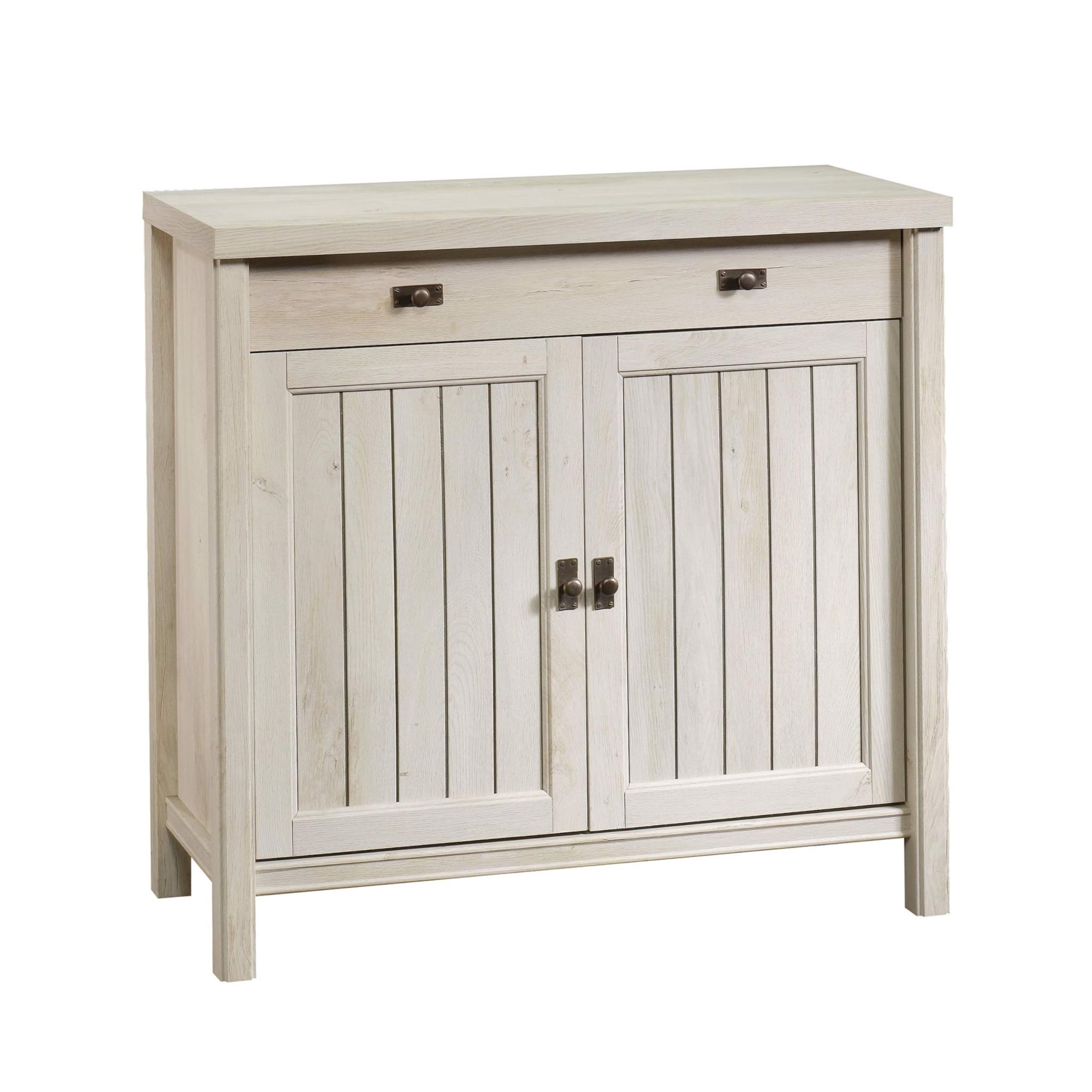 Sauder Costa Library Base, Coastal Cottage Cabinet, Office Storage Solution, Entryway Organizer - Chalked Chestnut Finish