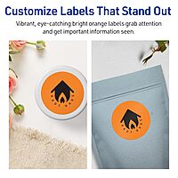 Avery Printable Round Labels, Sure Feed Technology, 2-3/4" Diameter, Bright Orange Labels, Print-to-The-Edge, Laser/Inkjet Printable, 60 Total, Great for Soaps and Packaging 60 labels